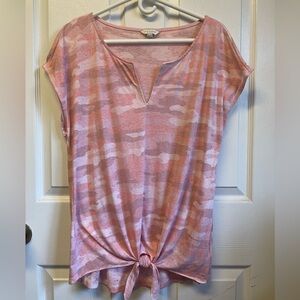 Pink Camouflage Short Sleeve Top